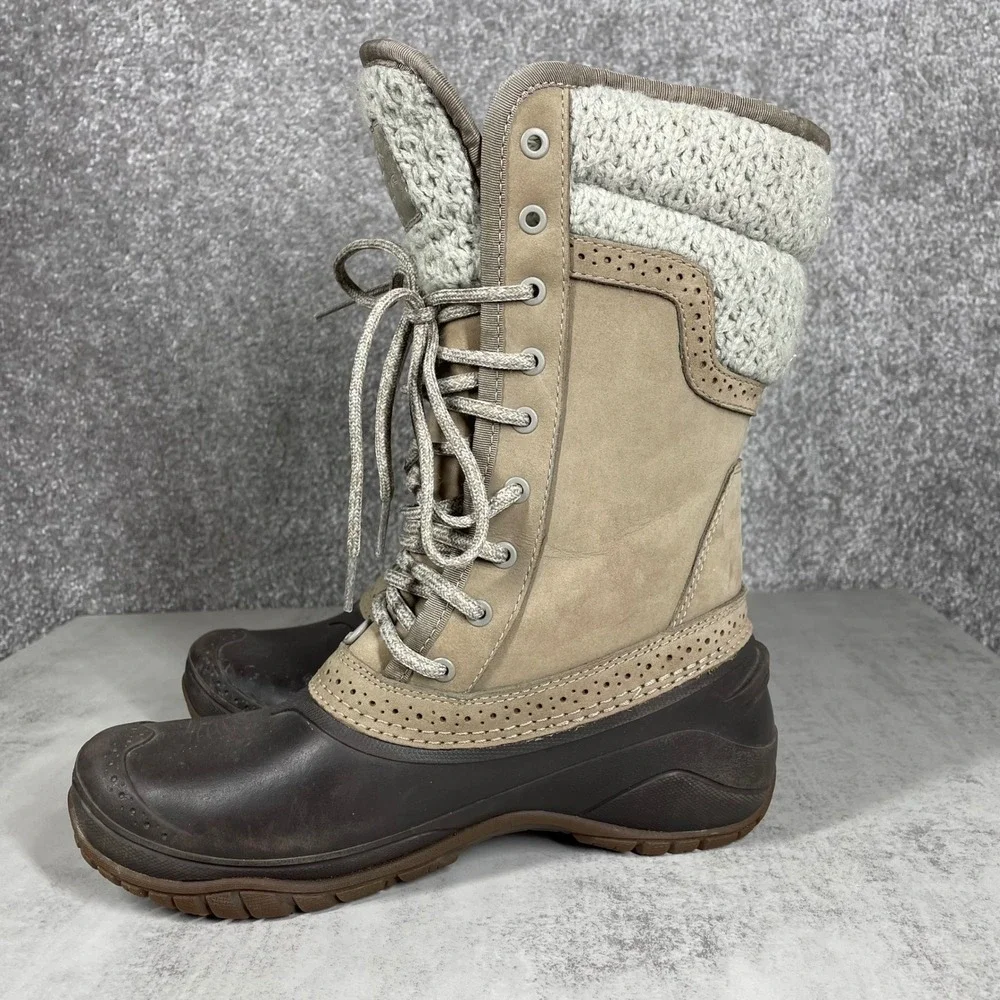 North Face Shellista II Mid Boots Womens Size 7 Snow Rain Winter Waterproof Tan